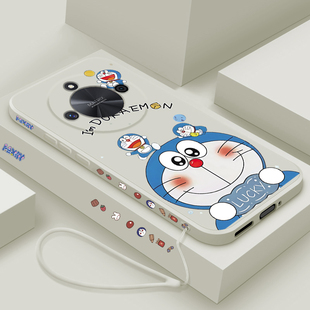 适用荣耀X50i+手机壳新款华为X50液态硅胶保护套X50GT男女生X50pro镜头全包防摔软壳x50i个性honor卡通机器猫