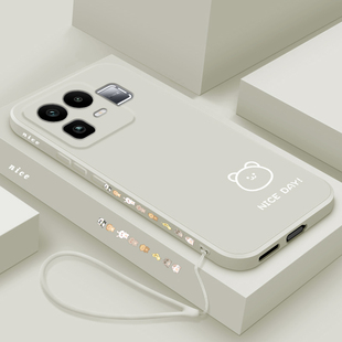 适用realme真我Neo8手机壳新品真我neo8液态硅胶保护套oppo镜头全包防摔软壳RMX8899男女情侣款卡通线条小熊