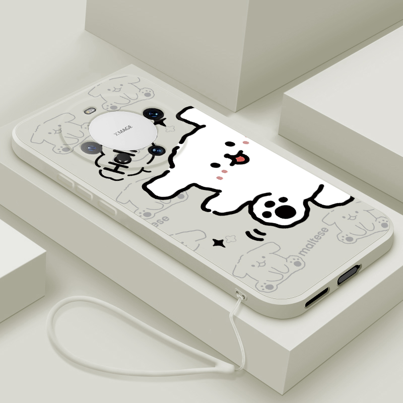 适用华为mate60手机壳新款mate60pro液态硅胶保护套mate60pro+镜头全包防摔pr0十软壳男女生卡通可爱hello狗