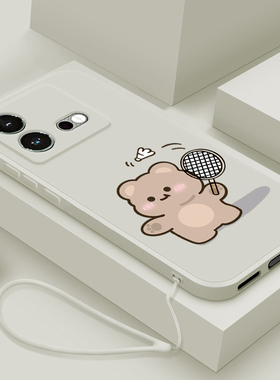 适用iqooneo8pro手机壳新款vivo iqooneo8液态硅胶软壳por男女情侣iq00镜头全包防摔保护套pr0卡通可爱羽毛熊