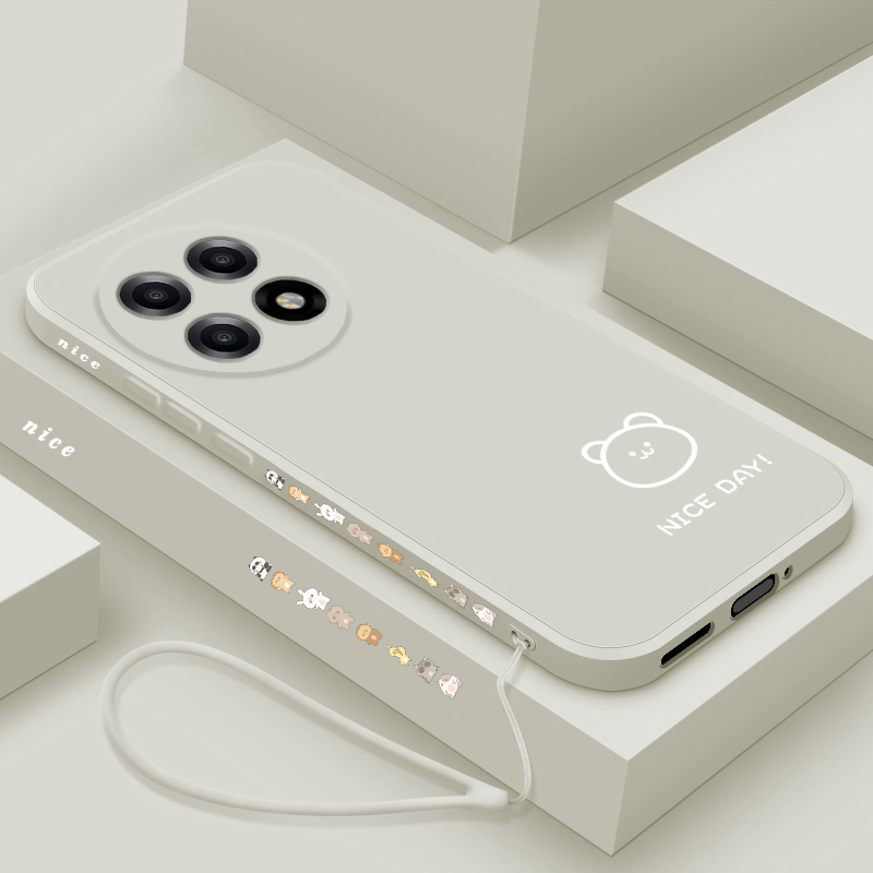 适用一加Ace5手机壳新款oneplusAce5pro液态硅胶保护套1+ace5镜头全包防摔软壳por男女情侣款pr0卡通线条小熊