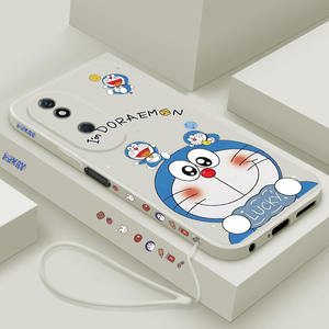 适用荣耀play8T手机壳新款华为荣耀play7tpro液态硅胶7t保护套男女6tpro镜头全包防摔6c软壳honor卡通机器猫