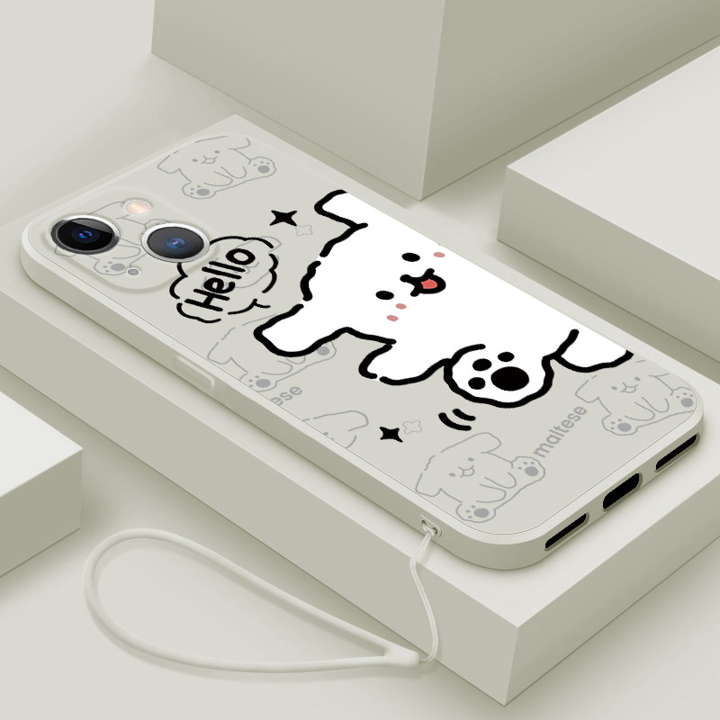 适用iPhone14手机壳新款苹果14promax液态硅胶保护套十四plus镜头全包防摔14pro软壳pr0男女生卡通可爱hello