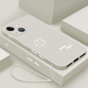 适用iPhone13手机壳新款苹果12promax液态硅胶保护套十三男女生11pro镜头全包防摔软壳13mini外壳个性开心兔