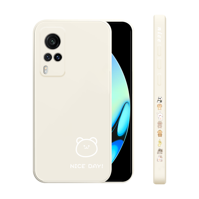 适用于vivox60手机壳新款x60曲屏版液态硅胶x60pro保护套x60pro+全包防摔x60tpro简画熊和兔网红男潮女款创意