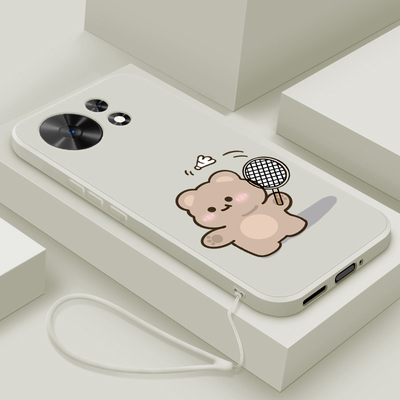 适用华为智选麦芒40手机壳新款中国电信麦芒40液态硅胶软壳TYH651M-02镜头全包防摔保护套男女情侣卡通羽毛熊