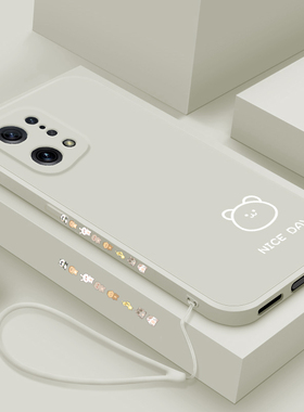 适用于oppofindx5手机壳个性创意简画熊和兔findx5Pro直边磨砂软外套全包镜头PFEM10网红新款超薄防摔男女款