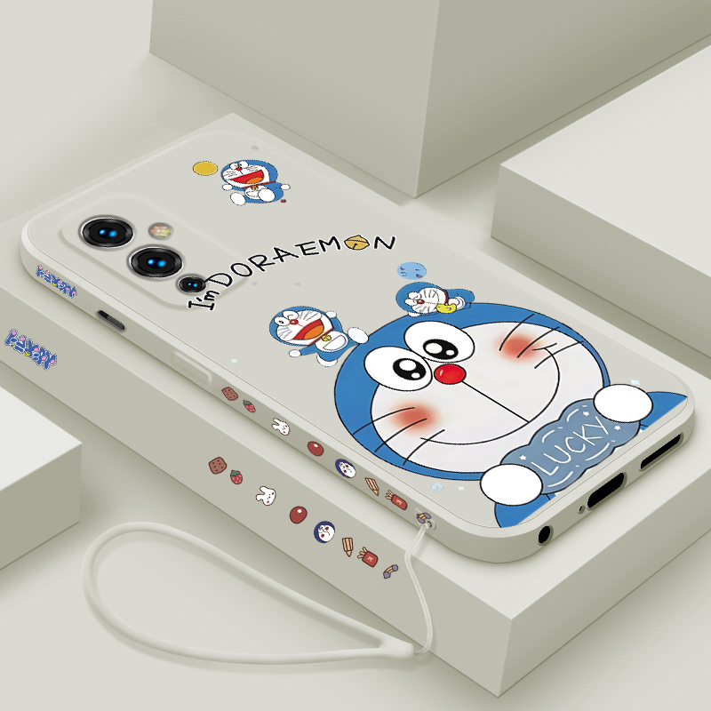 适用一加9手机壳新款1+9pro液态硅胶保护套pr0男女生简约oneplus+9R镜头全包防摔1十9RT软外壳网红卡通机器猫