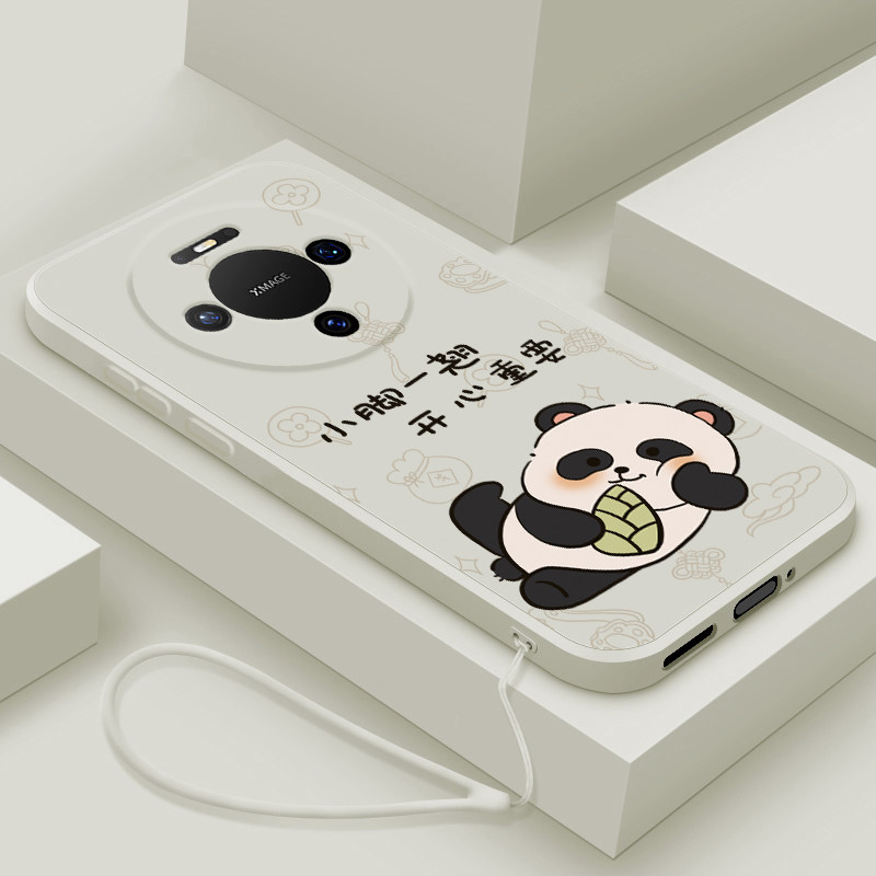 适用华为mate80手机壳新款mate80pro液态硅胶软壳mate80proMax镜头全包防摔保护套潮男女生创意卡通翘脚熊猫