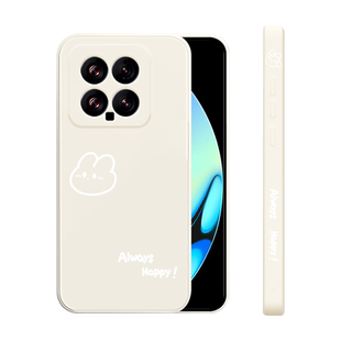 适用小米14手机壳新款xiaomi14pro液态硅胶保护套男女小米14Ultra全包边防摔软壳十四pr0个性简约外壳开心兔