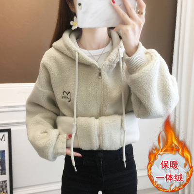 女士羊羔绒外套女加绒加厚冬季