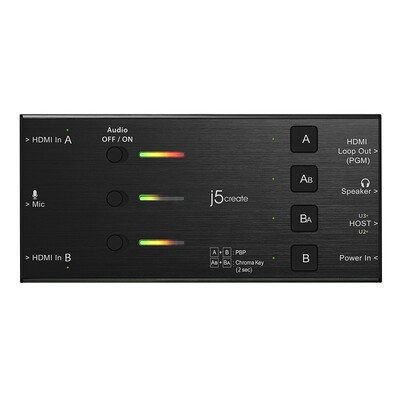 j5create高清采集卡JVA06免驱ps4游戏单反摄像机视频直播2路HDMI