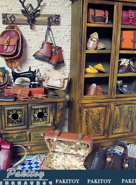 娃屋diy拼装模型小布皮制艺配件益智玩具迷你成品背包小手袋