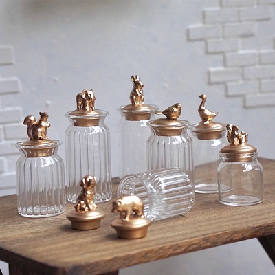 派家娃娃屋成品配件玻璃储物罐
