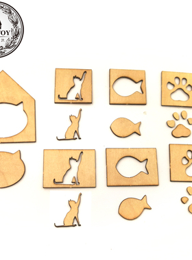 DIY小屋手工小屋场景dollhouse模型材料动物激光切割猫主题板