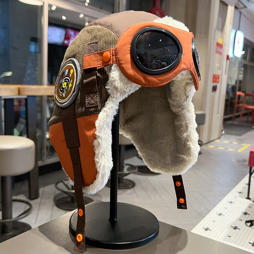 飞行员帽子女秋冬季加厚加绒护耳帽护目镜雷锋帽户外骑车滑雪帽男