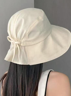 黑色渔夫帽女夏季新款防晒太阳帽洋气流行超好看的妈妈女士遮阳帽