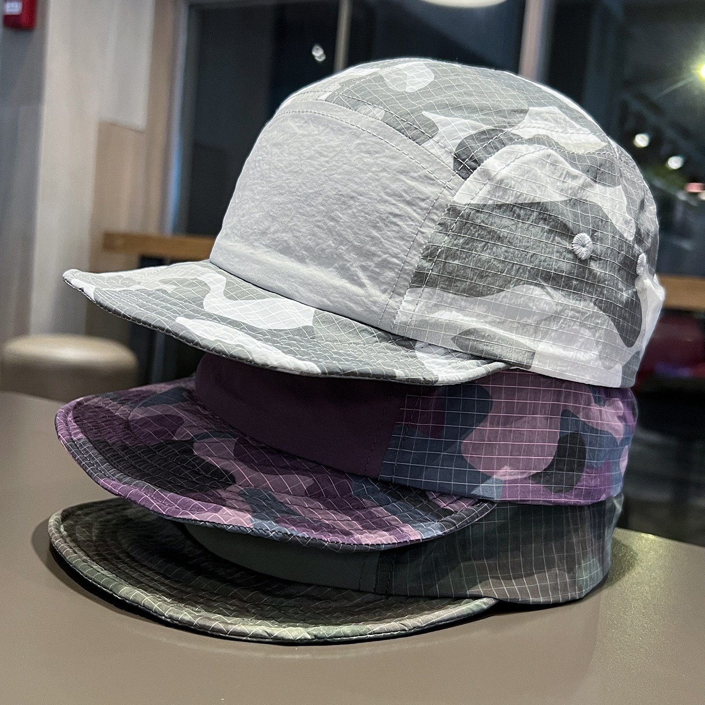 美式迷彩速干棒球帽男女夏季轻薄透气五片帽户外登山软帽檐遮阳帽