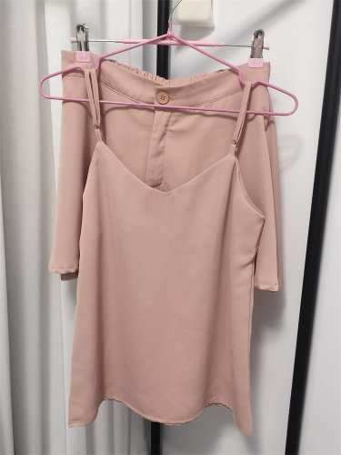 粉色西装小吊带 短裤2件套装女 新款韩版西服薄款休闲小香风2件套