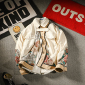 浮花」春秋季 夹克男外套 日系潮牌刺绣拼接复古民族风休闲宽松工装