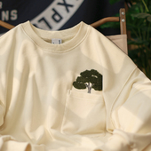 圆领卫衣男休闲宽松情侣装 贴布绣长袖 麒麟先生秋季 套衫 好青松