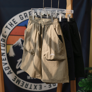 【楚山阔】麒麟先生夏季户外露营风休闲短裤男抽绳宽松工装五分裤