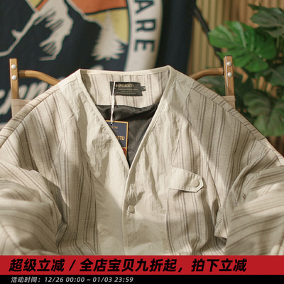 日系复古条纹开衫道袍外套