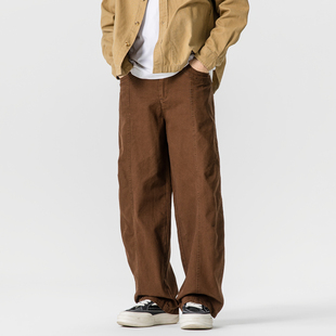 【神兵】秋季日系立体剪裁直筒工装裤男休闲宽松纯棉潮牌抽绳长裤