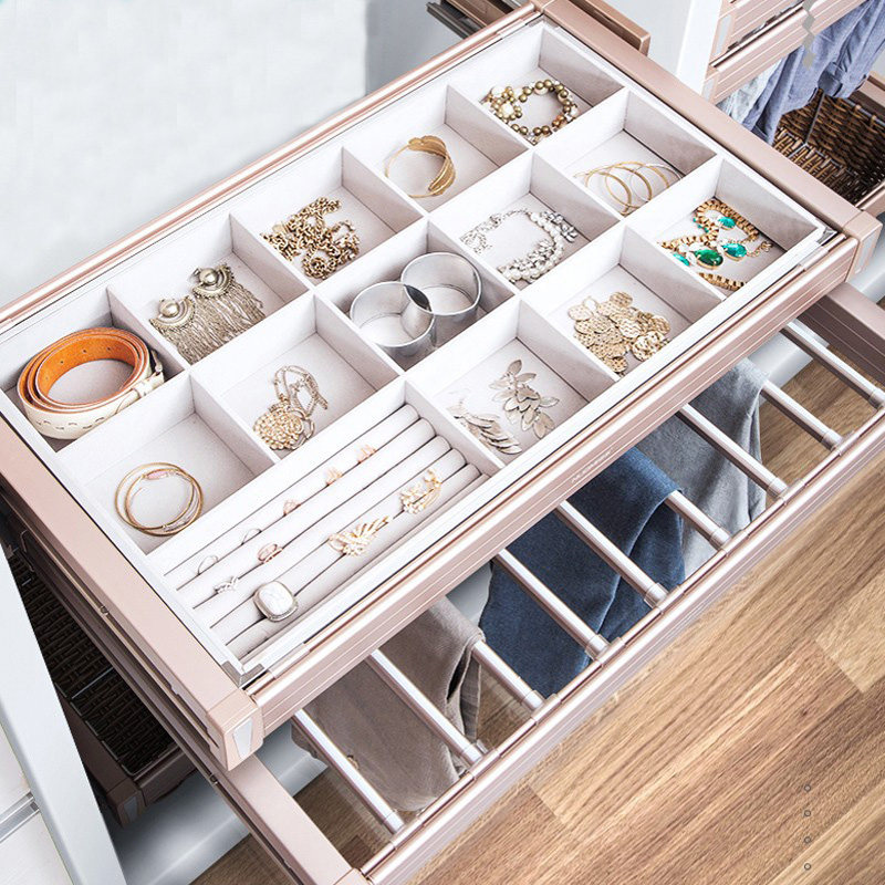 诺米衣柜裤架伸缩格子架阻尼多宝格抽拉缓冲裤抽推拉首饰盒衣帽间