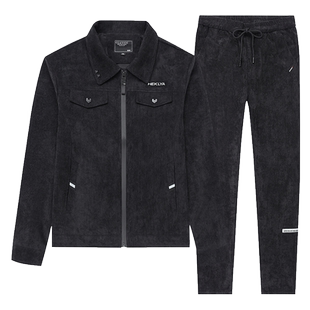 2025秋冬款运动一套装男款外套灯芯绒加绒夹克男士休闲长裤两件套