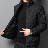 棉衣外套男士 保暖羽绒棉服 休闲棉袄衣服春季 2024新款 轻薄立领修身