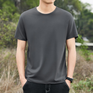 圆领宽松短袖 莫代尔纯色t恤男士 2026夏季 款 百搭休闲上衣 潮流时尚