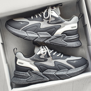 男鞋秋季2023新款潮流百搭网面工作劳保鞋厚底增高运动休闲老爹鞋