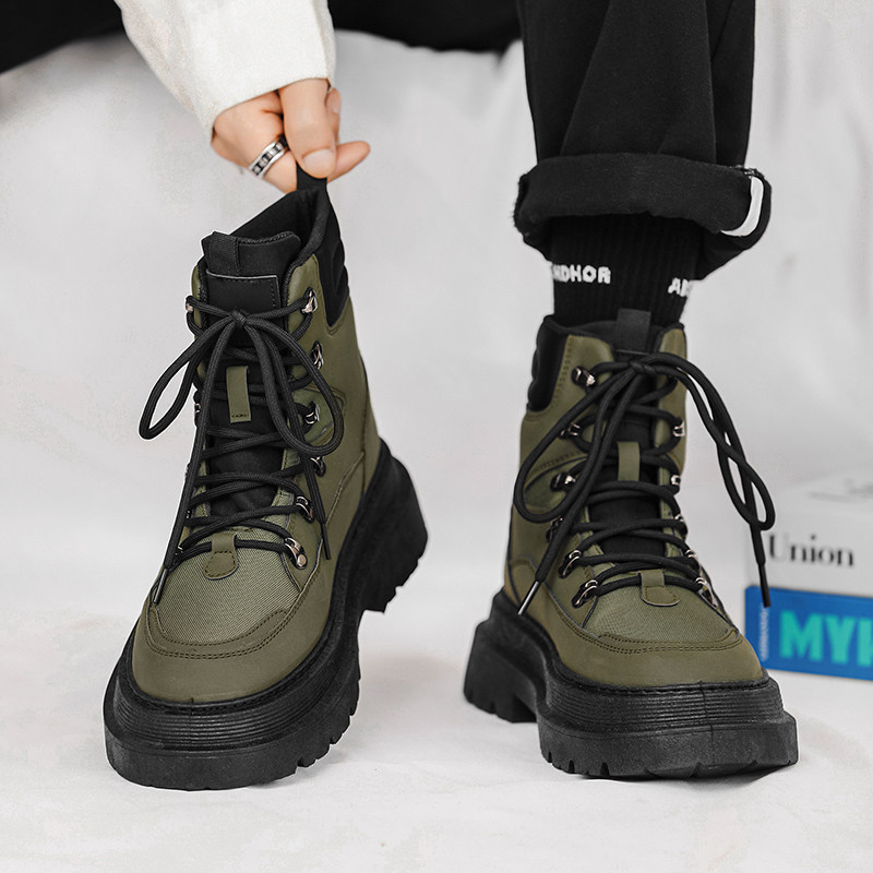 马丁靴男款2026新款秋季英伦风高帮皮鞋男士厚底防水机车工装短靴