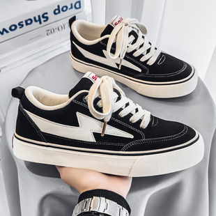 帆布鞋男鞋2026新款春季运动休闲鞋子男士板鞋皮面轻便老北京布鞋