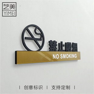 创意个性亚克力办公室禁止吸烟厨房重地闲人免进温馨图标提示牌