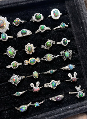 11.21更【黑欧合集】s925纯银黑欧泊戒指复古可调节天然非洲欧泊