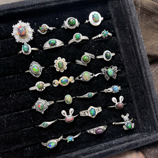 11.21更【黑欧合集】s925纯银黑欧泊戒指复古可调节天然非洲欧泊