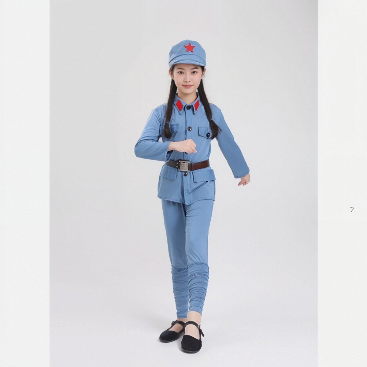 六一儿童小红军演出服装闪闪红星八路军军装小学生弹力舞蹈服男女