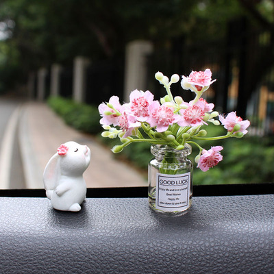 闻香兔创意车载摆件车内花瓶装饰