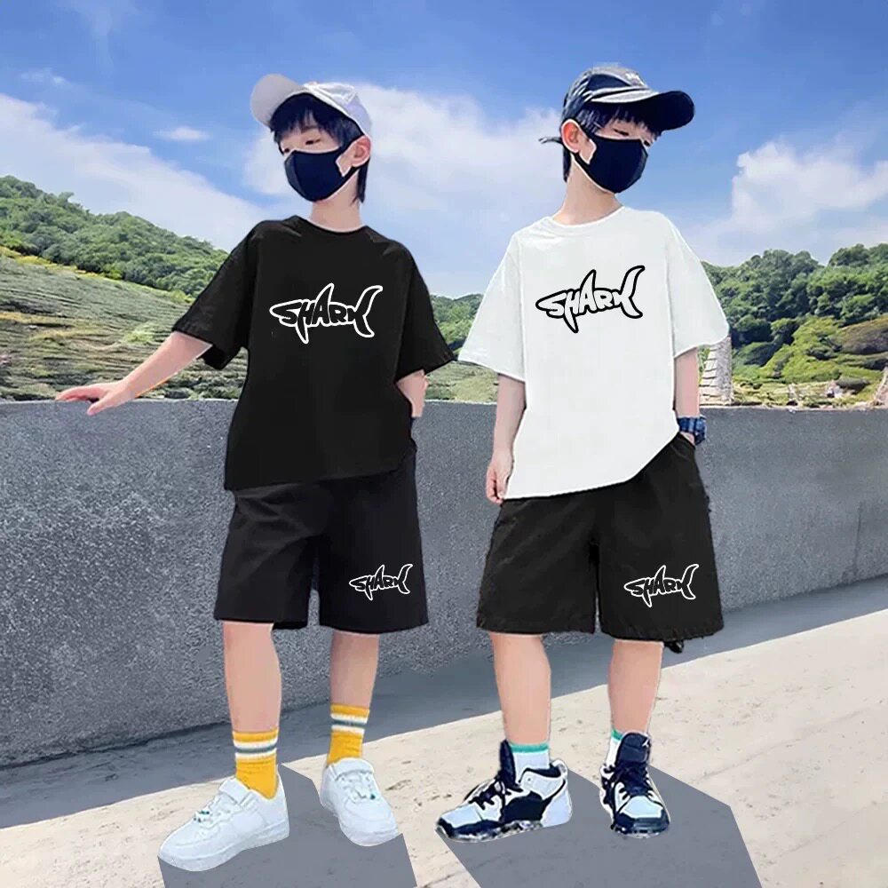 男童夏季套装2026新款洋气儿童中大童纯棉短袖短裤两件套男孩t恤