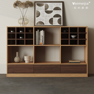 定制原木风全实木多宝格博古架客厅收纳储物置物架简约家用书架