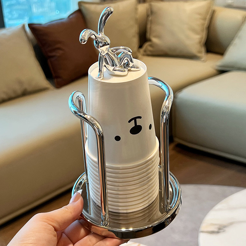 一次性杯子取杯器纸杯架家用桌面咖啡高颜值收纳置物架放杯子神器