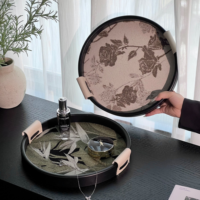 尊慕斯中古印花托盘玄关茶几桌面高级感香薰首饰化妆品收纳盘摆件