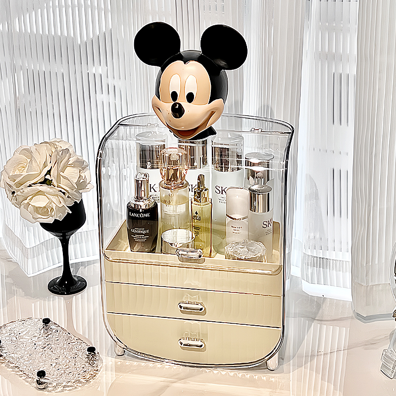 尊慕斯奶白色抽屉带盖收纳盒