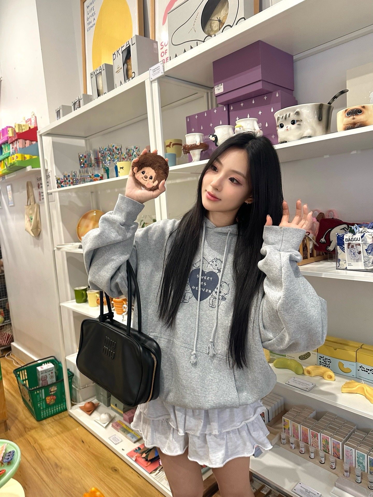 ins爱心天使连帽卫衣官网新款欧美复古宽松显瘦长袖外套中款上衣