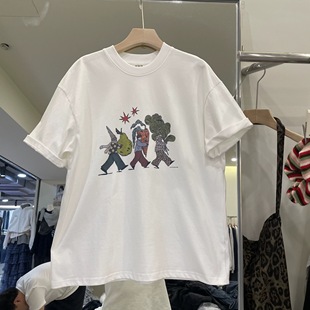 韩系卡通动漫印花短袖 T恤女宽松百搭上衣