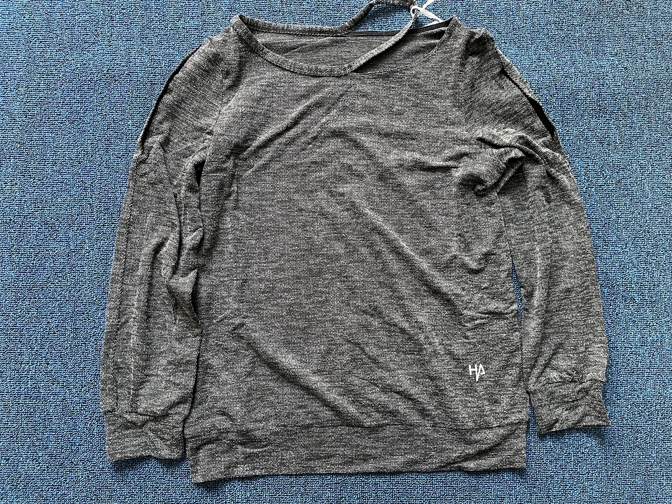 出口单 露肩圆领显瘦长袖针织T恤休闲运动健身服女上衣纯色