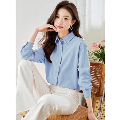 纯棉翻领衬衫女高级感轻奢减龄早秋女装2025新款时尚洋气时髦上衣