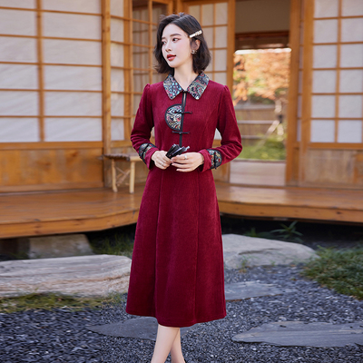 新中式国风复古连衣裙女2025秋季爆款时尚优雅减龄显瘦洋气裙子潮